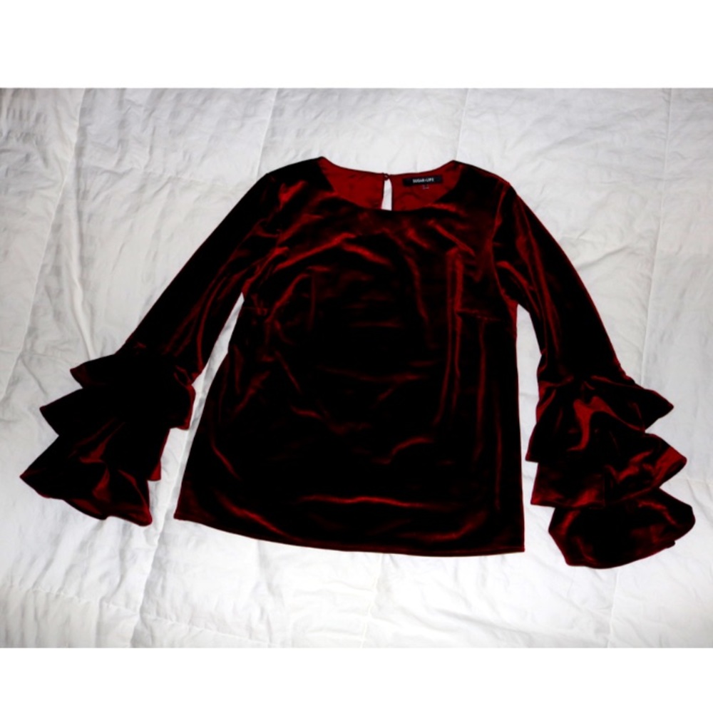 Red velvet blouse! Sold